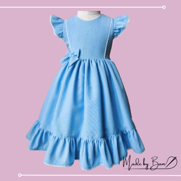 Blue Ruffle Bow Dress