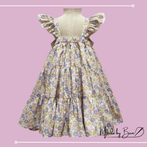 Purple Floral Ruffle Sleeve Dress - Image 3