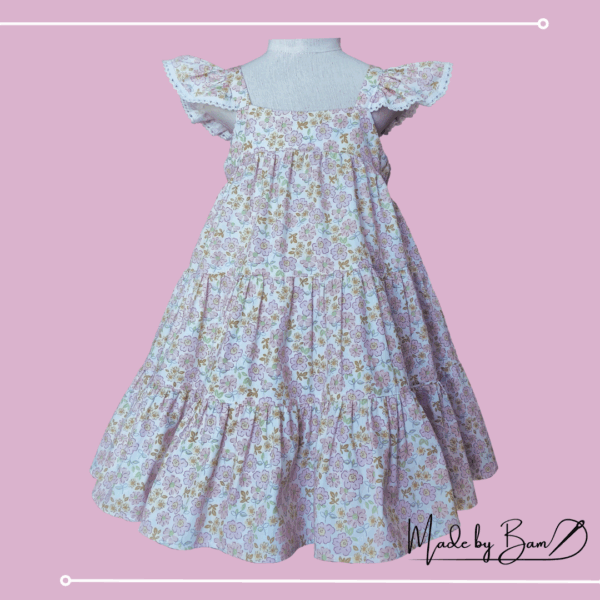 Pink Floral Ruffle Sleeve Dress - Image 2