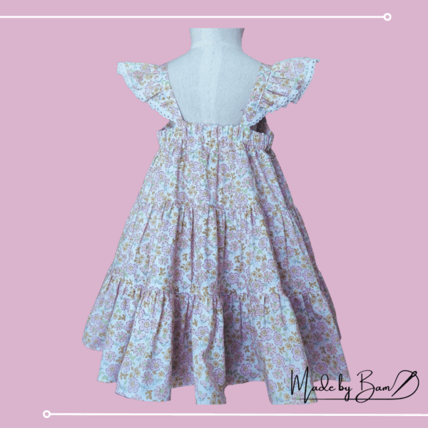 Pink Floral Ruffle Sleeve Dress - Image 3